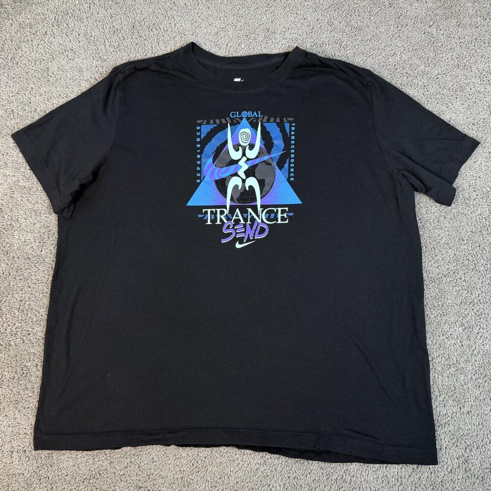 Nike Shirt Mens 2XL Black Trance Send Global Crew Neck Tagless Short Sleeve